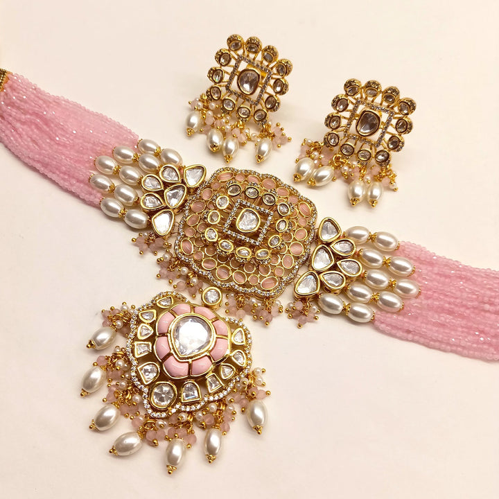 Zareen Baby Pink Kundan Choker