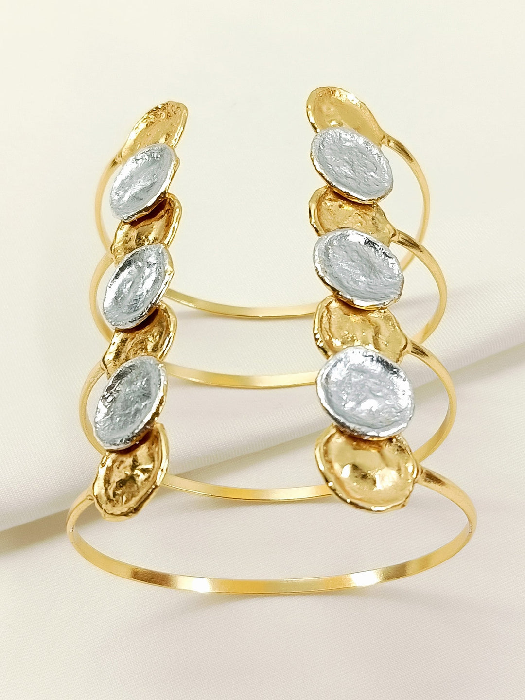 Aasia Molten Dual Tone Coin Cuff Western Bracelet