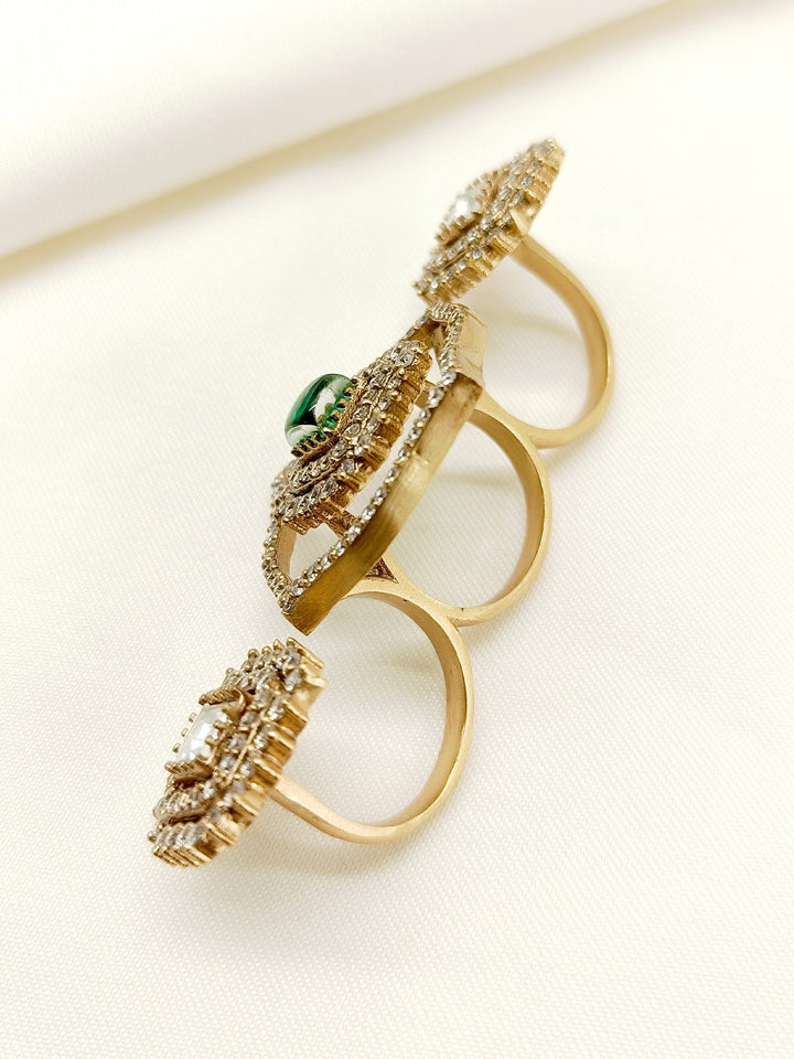 Fauzia Emerald American Diamond Finger Ring