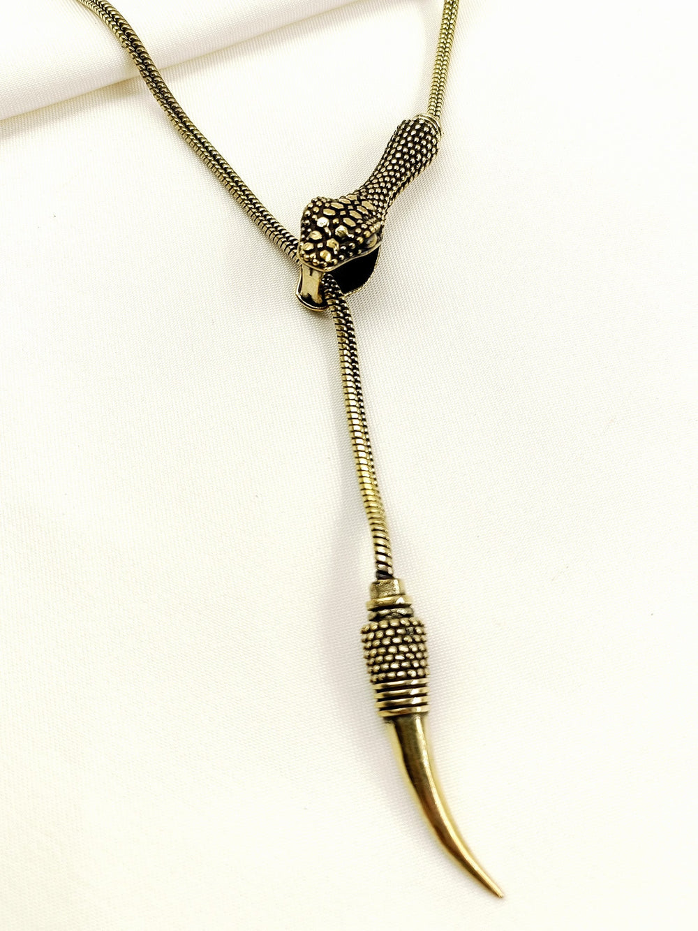 Vayun Golden Men's Neckpiece - Brass Snake & Knife Design
