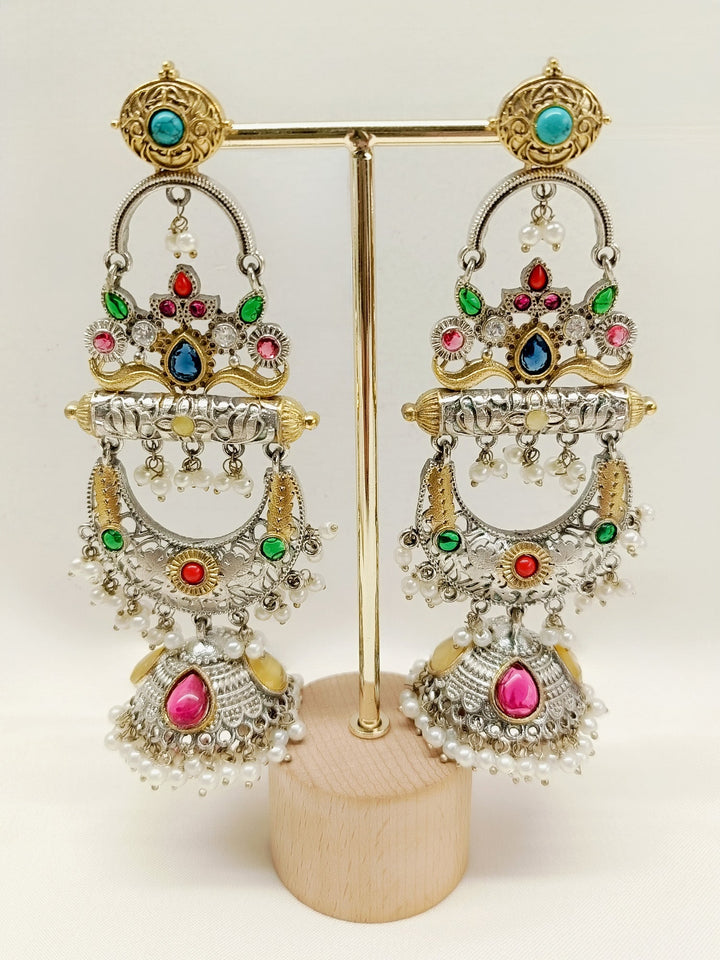 Prishi Multi Colour Oxidized Jhumki