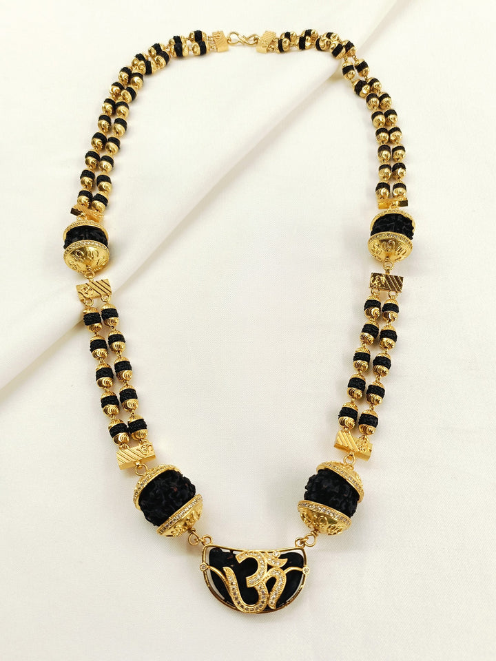 Upkaar Golden Men's Rudraksha Mala with Om Pendant