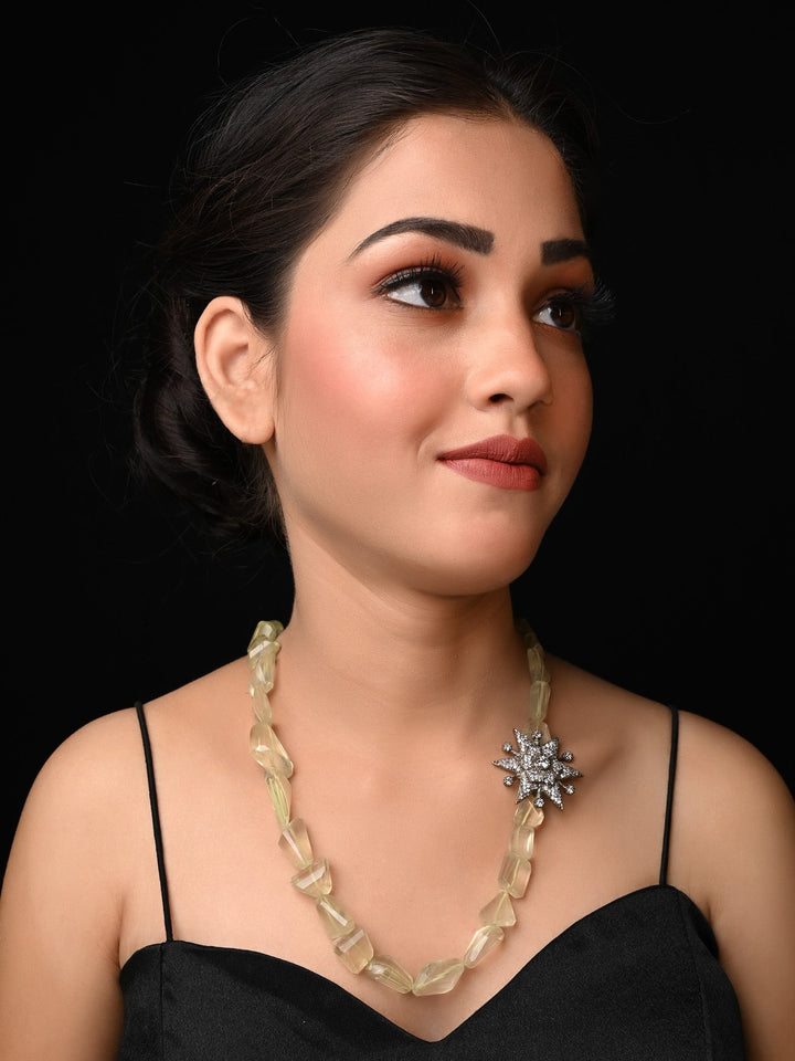 Sayantika Light Green Quartz Necklace