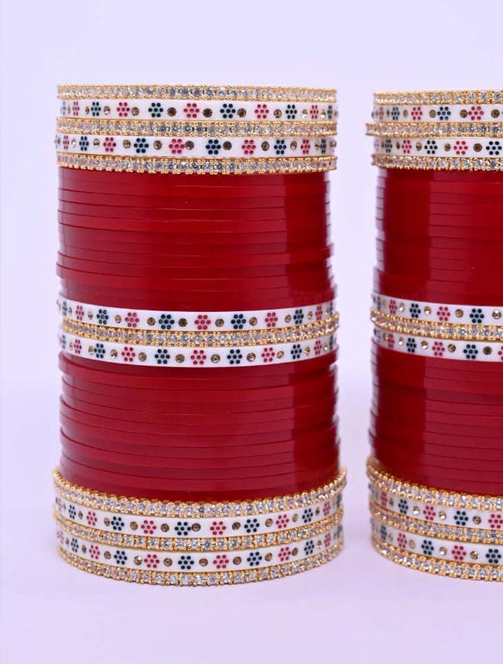 Kalyani Traditional Maroon And White Bangle Punjabi Chura