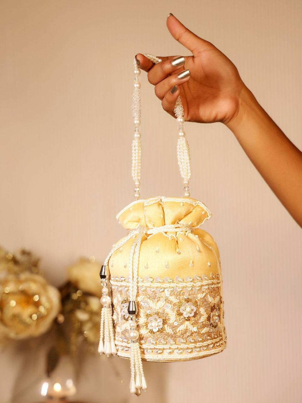 Aamani Beige Potli Bag