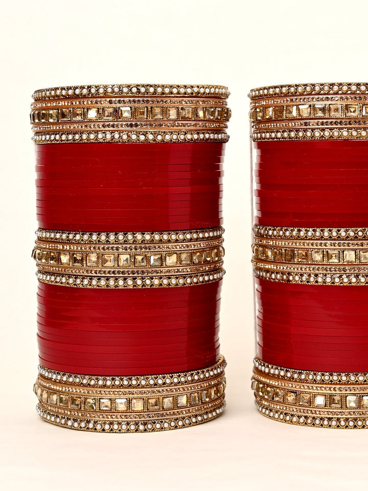 Greeshma Copper Stones Kada's Traditional Maroon Punjabi Chura