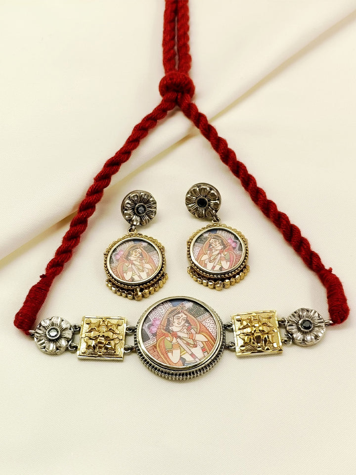 Bharti Rani Miniature Art Red Dori Choker Set
