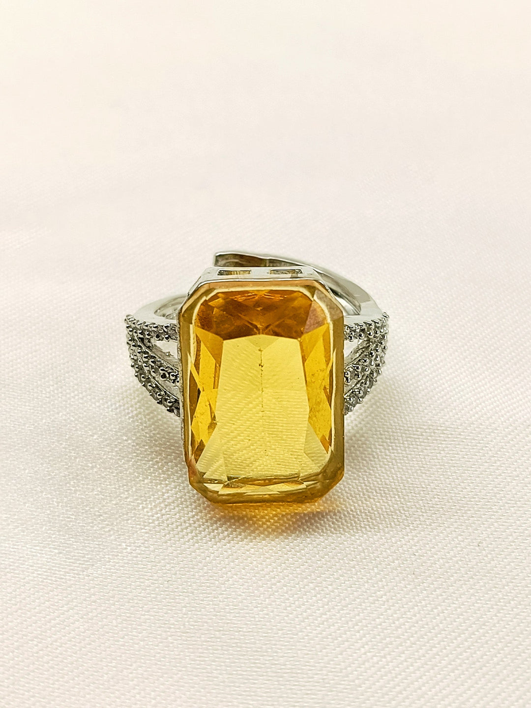 Lucy Yellow American Diamond Finger Ring