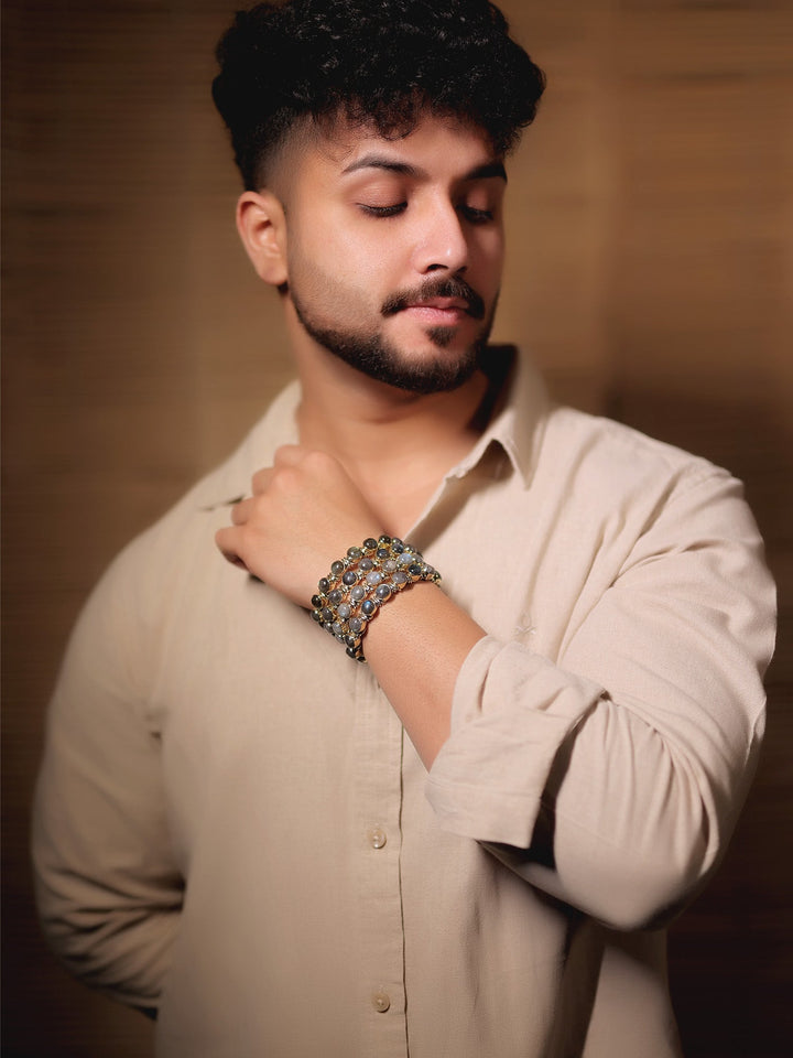 Nimash Gold Moonstone Men’s Bracelet - Men&