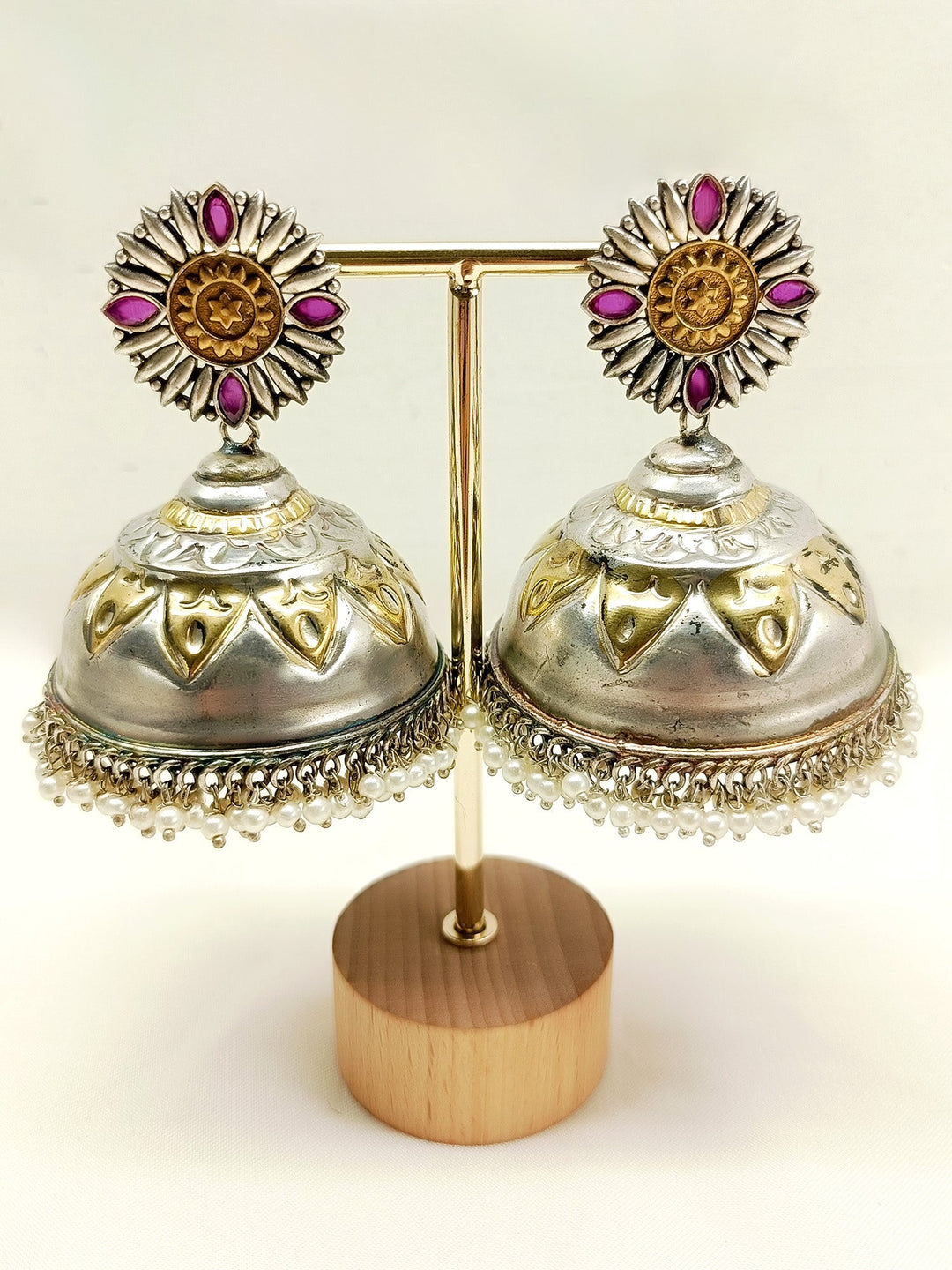 Parvya Ruby Oxidized Jhumki