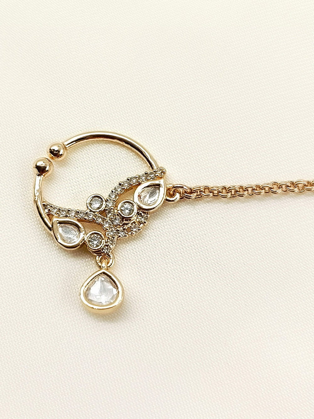 Mitali Rose Gold Kundan Nath