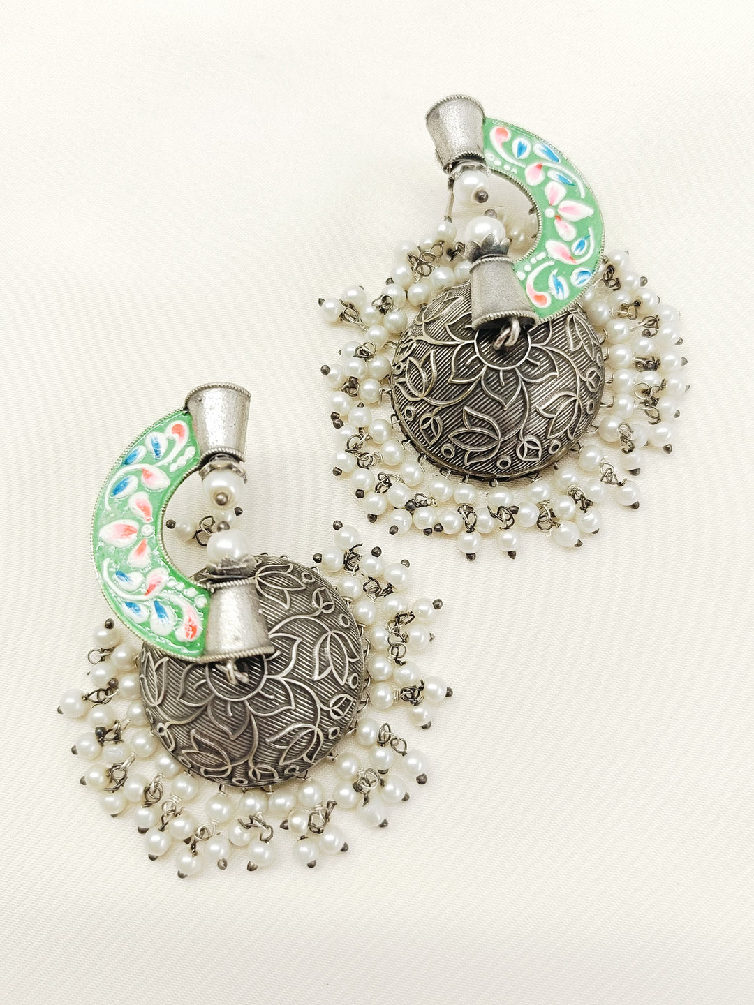 Atisha Green Oxidized Jhumki