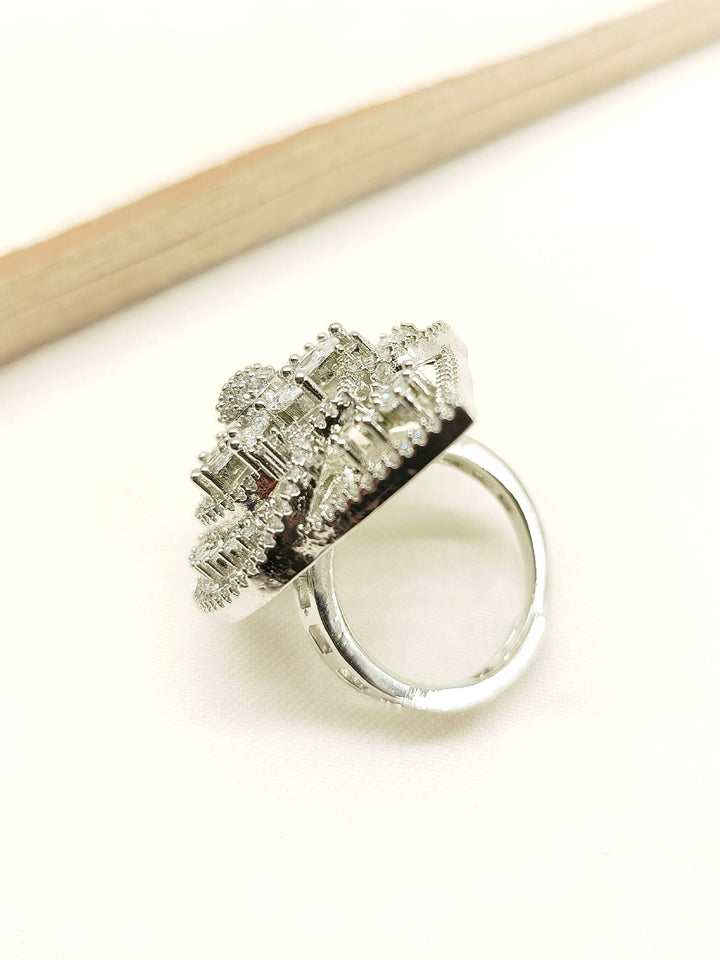 Aakruti White American Diamond Finger Ring