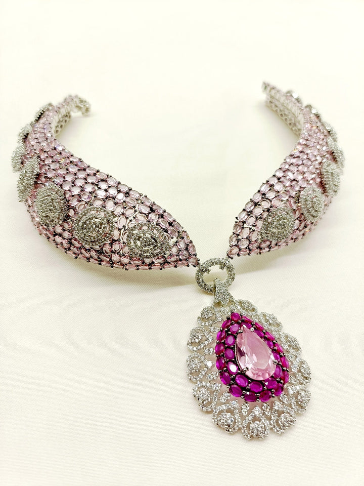 Beverly Pink American Diamond Set