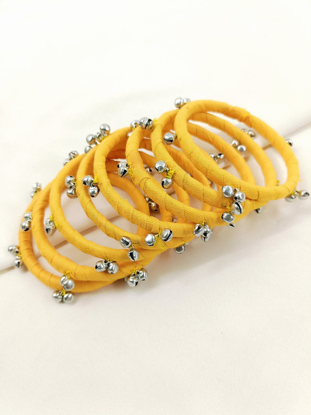 Raza Yellow Fabric Bangles with Ghungroo
