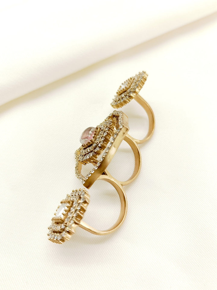 Jheel Baby Pink American Diamond Finger Ring