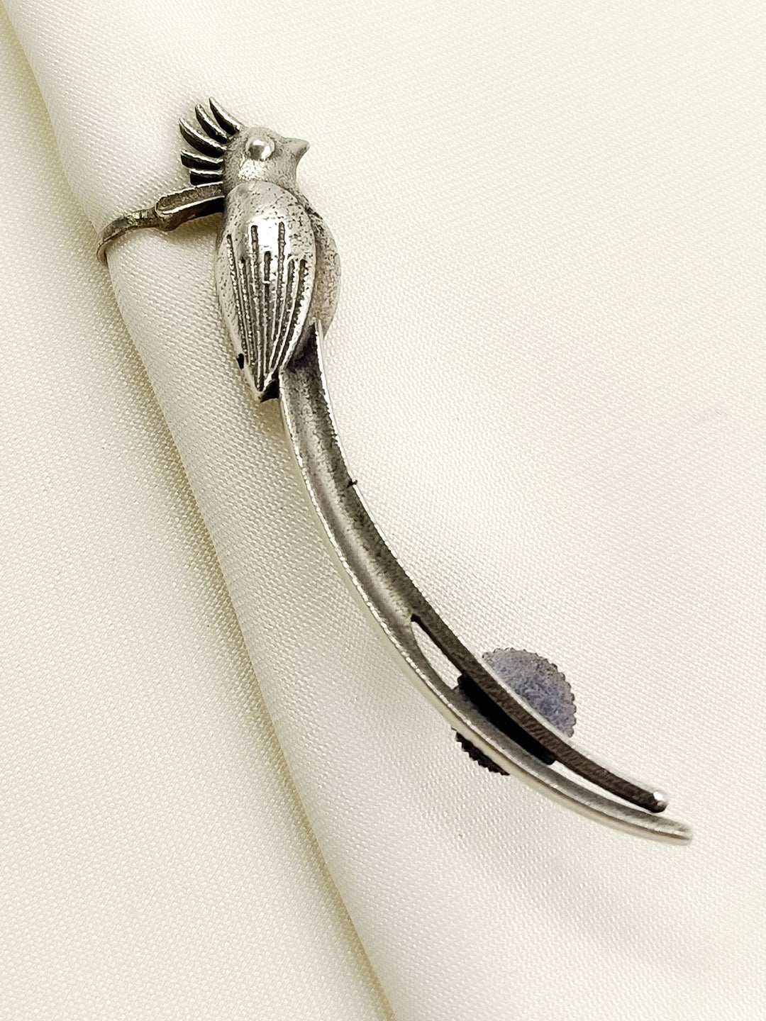 Radhika Plain Oxidized Bird Earcuffs - 6 cm Silver