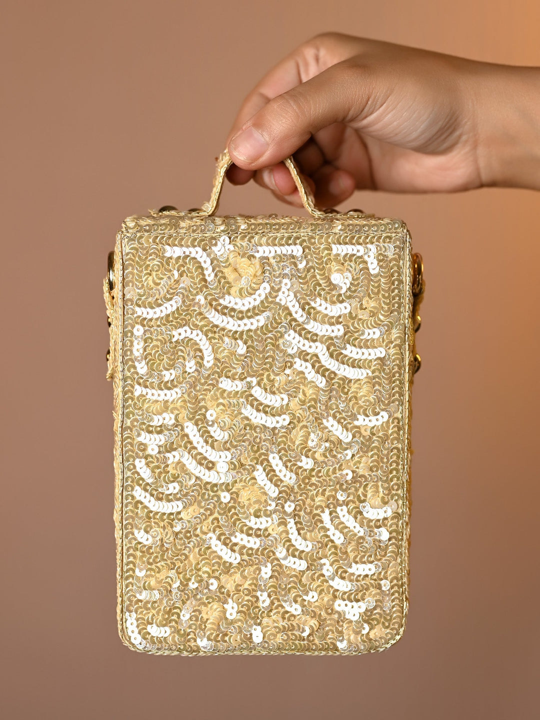 Hayat Golden Sequence Box Style Clutch