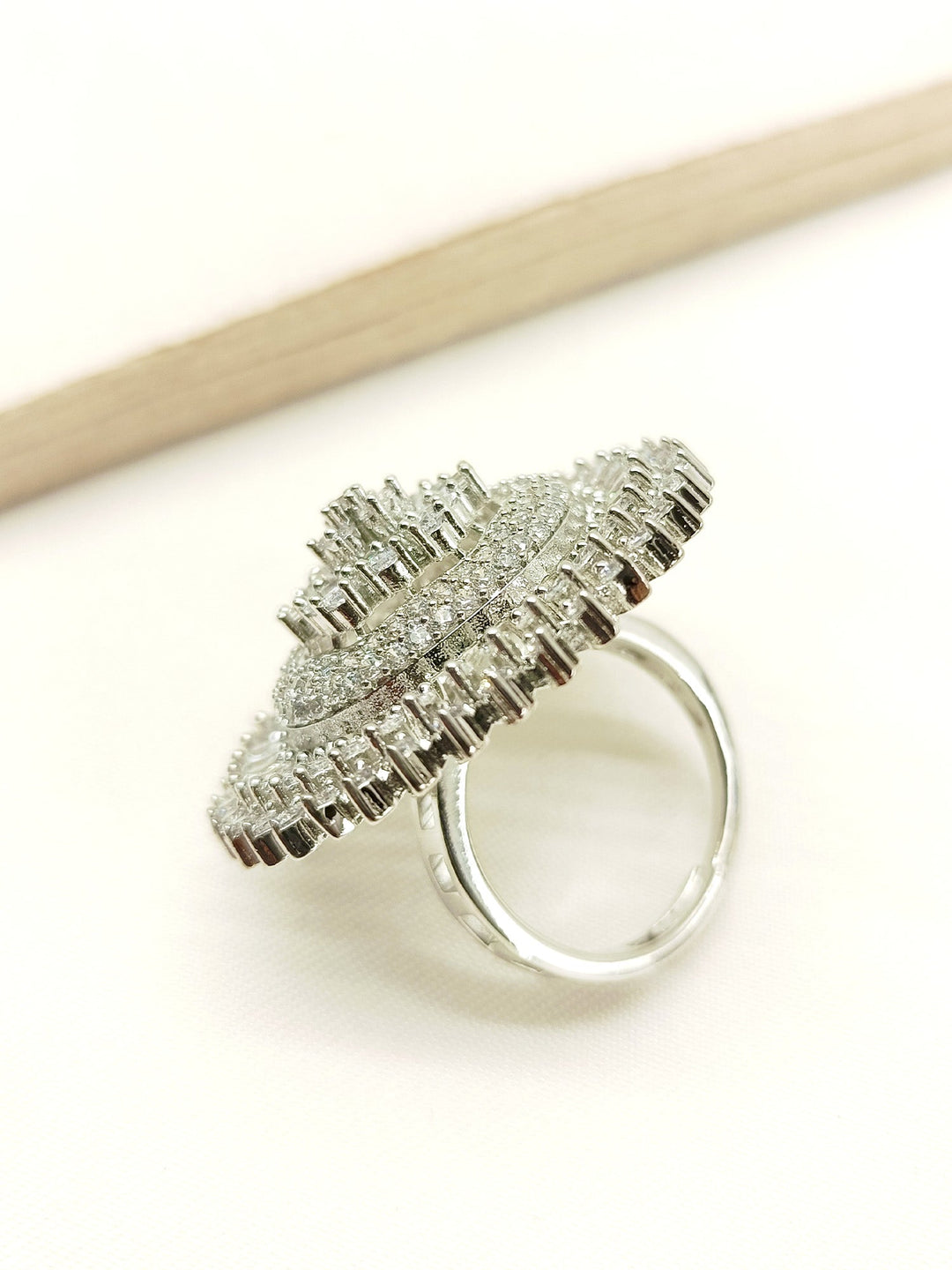 Rooh White American Diamond Finger Ring