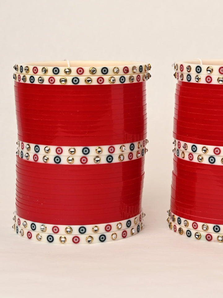 Hanisha Traditional Red And White Bangle Punjabi Chura