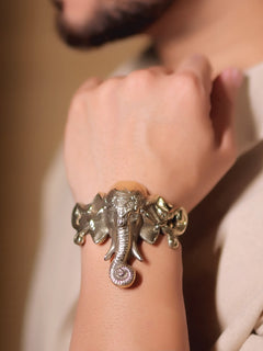 Gannu Ji Golden Brass Ganesha Men's Bracelet