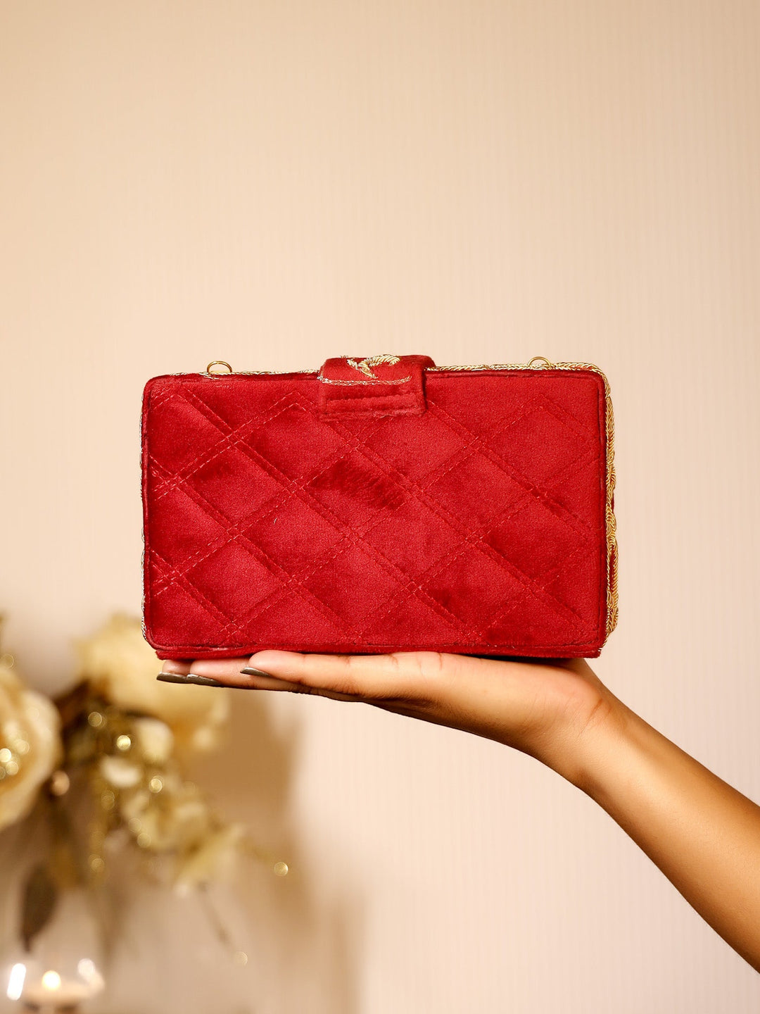 Vinesha Maroon Evening Clutch