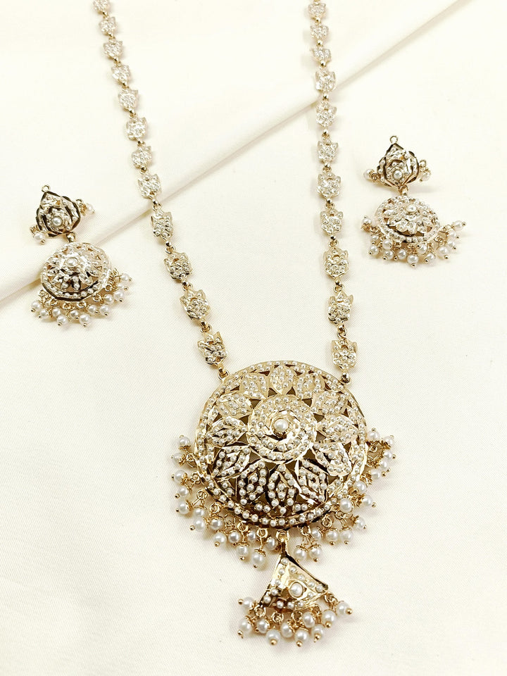 Demira White Pearl Jadau Necklace Set