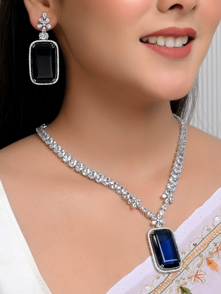 Ileana Blue Sapphire American Diamond Set