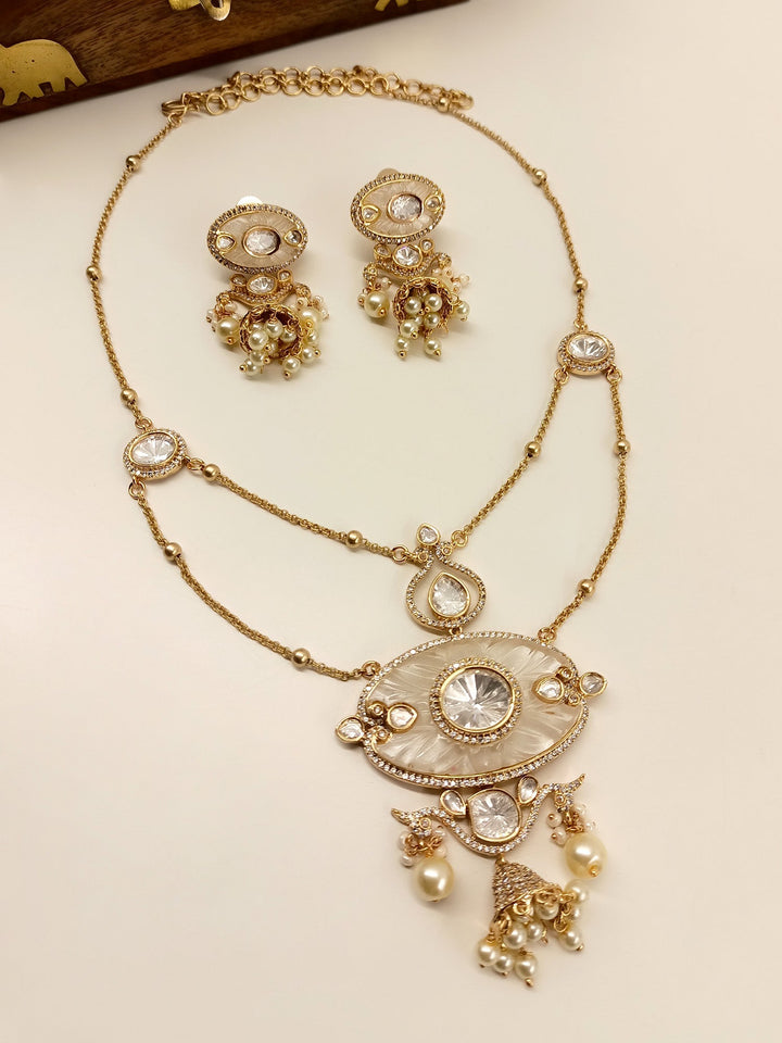 Miyanshi White Kundan Necklace Set