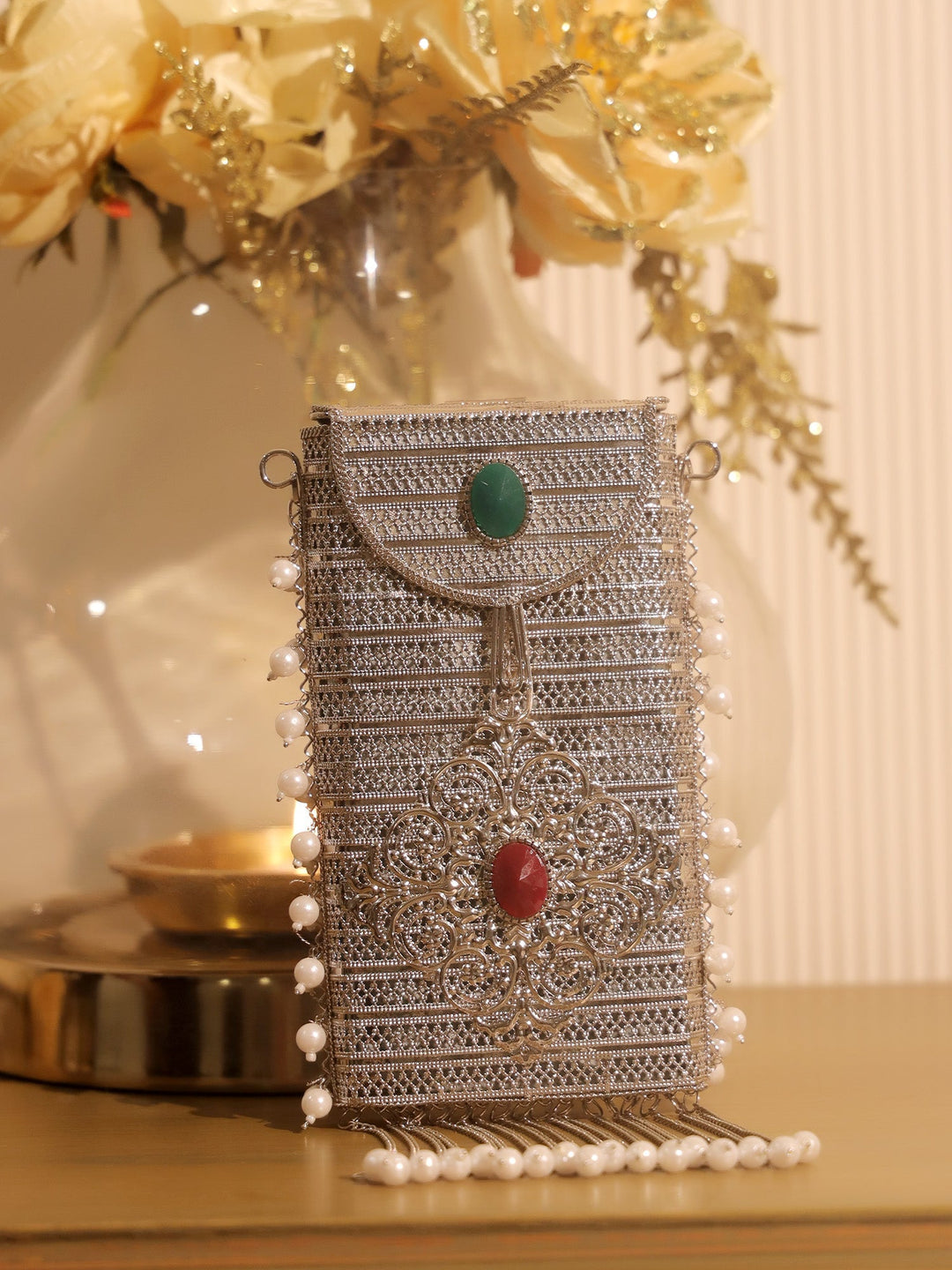 Shabana Silver Mobile Pouch - Plated Brass Phone
