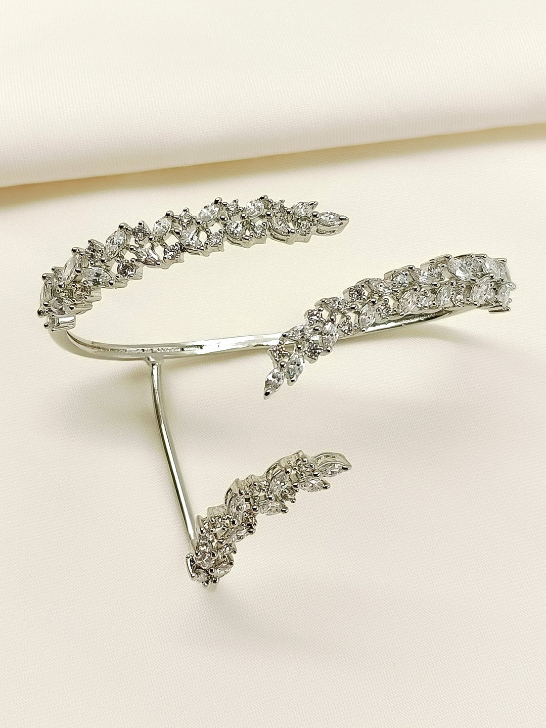 Zuri White American Diamond Palm Bracelet - Adjustable