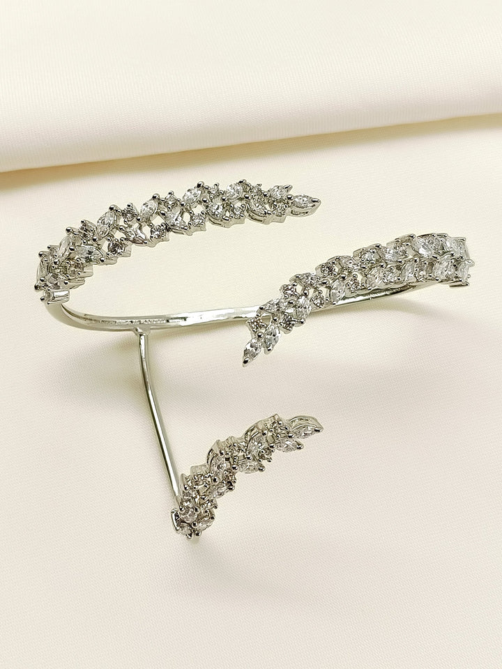 Zuri White American Diamond Palm Bracelet - Adjustable
