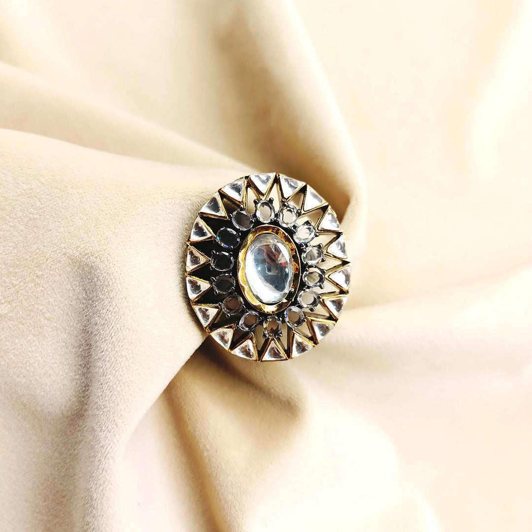 Indumati Diamond Gold & Rhodium Plated Victorian Ring