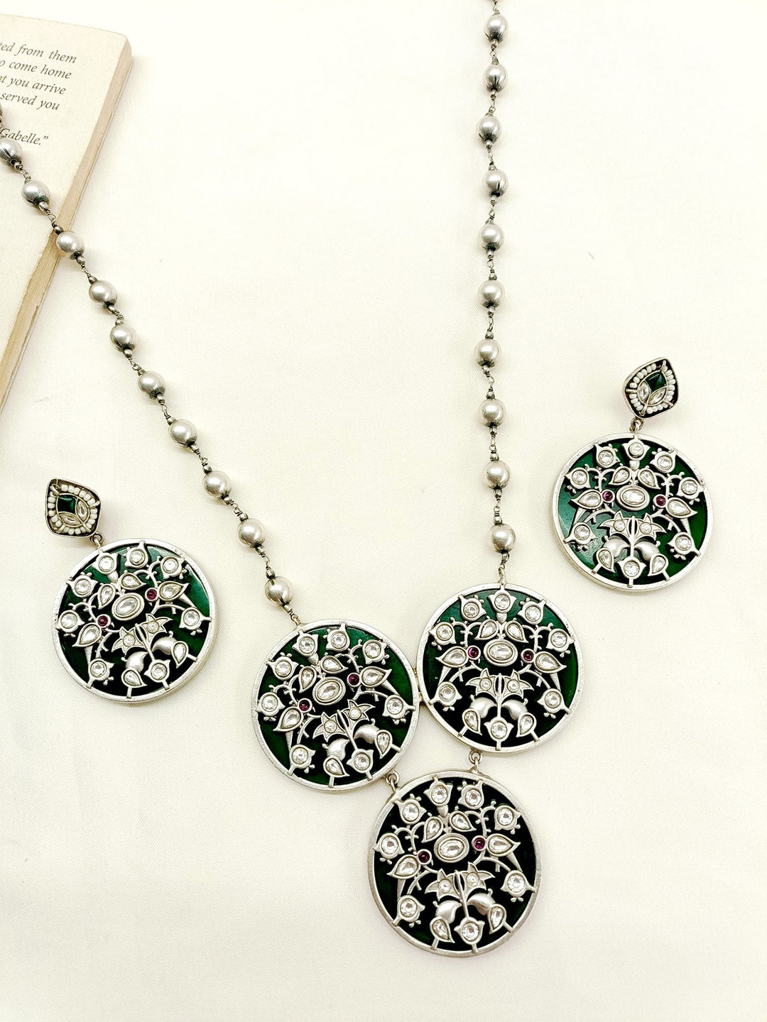 Sahira Green Oxidized Necklace Set