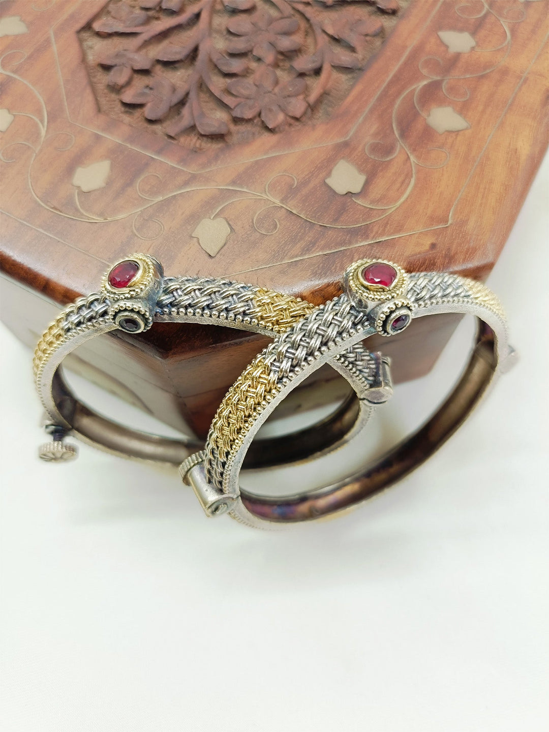 Kashini Ruby Oxidized Bangles