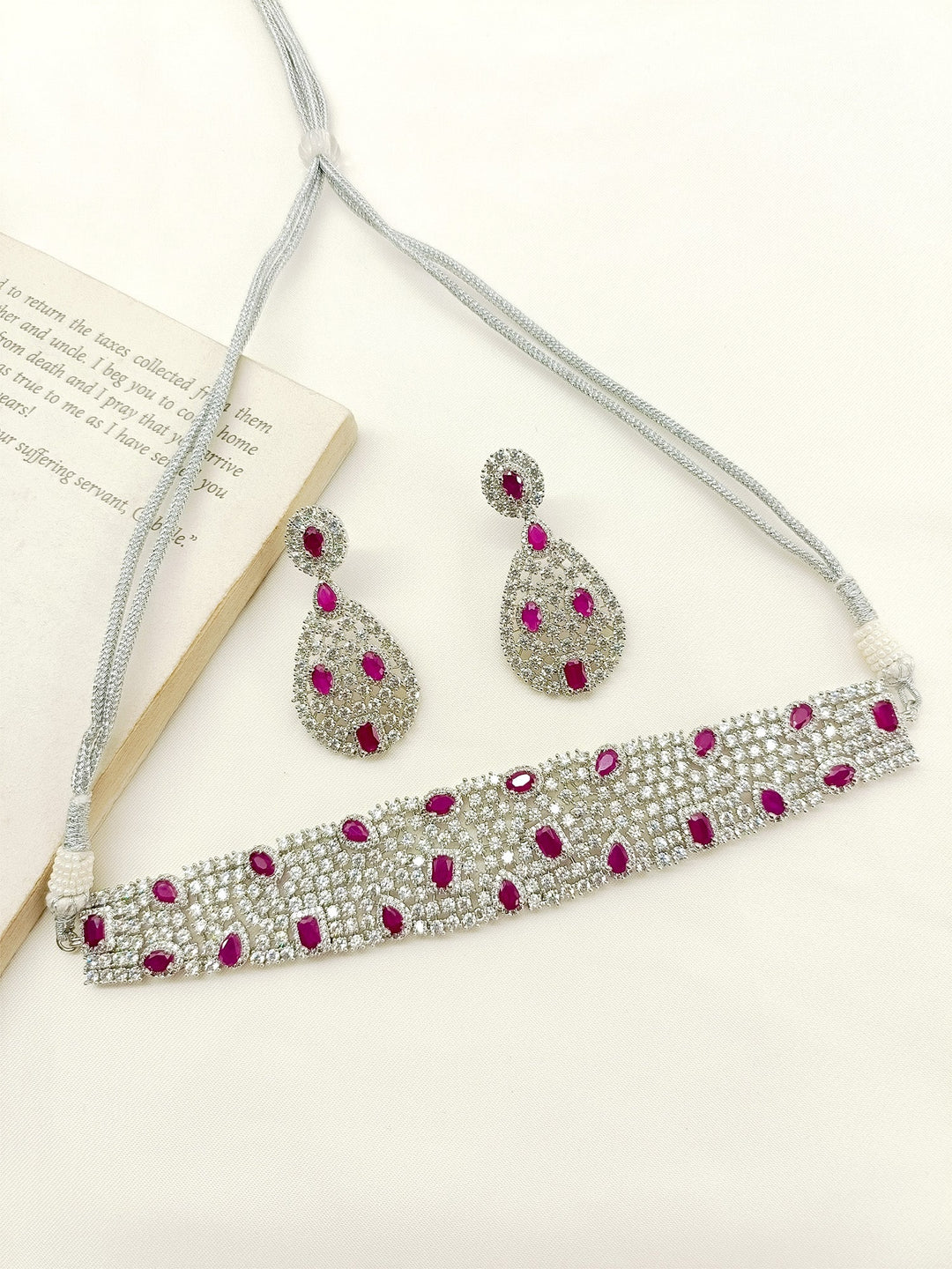 Sumira Ruby American Diamond Choker Set