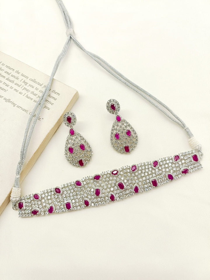 Sumira Ruby American Diamond Choker Set