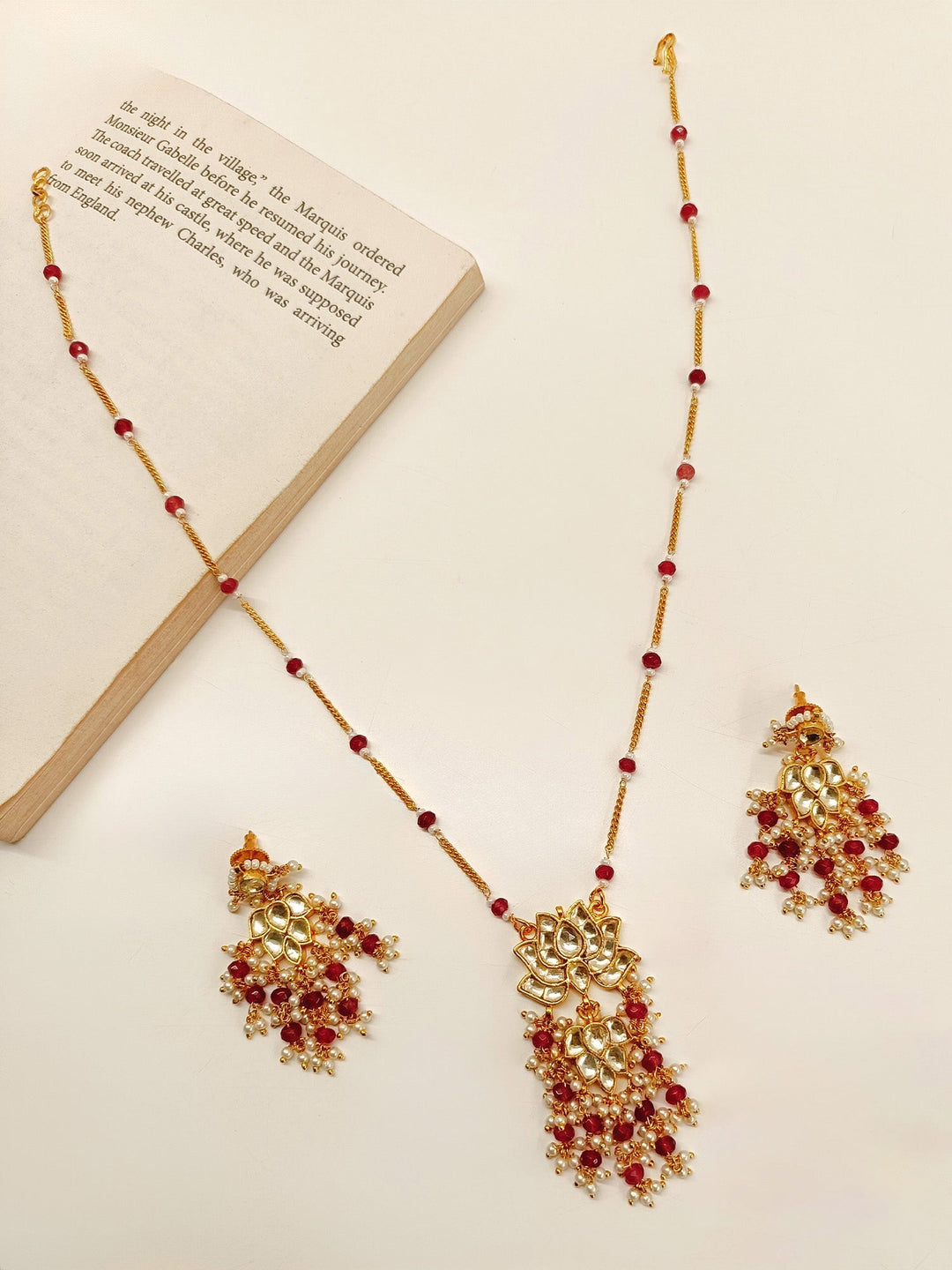 Prisa Ruby Kundan Pendant Set