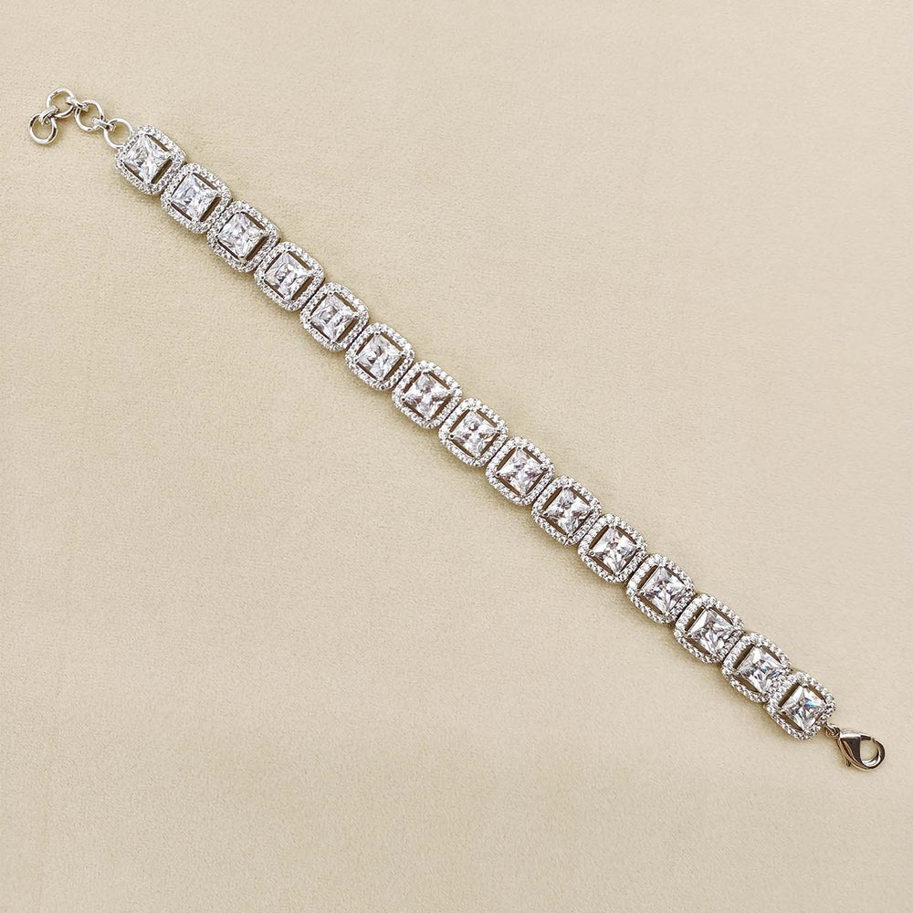 Vaishali American Diamond Silver Plated Bracelet