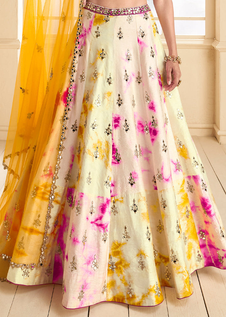 Multicolored Designer Silk lehenga Choli with Foil work