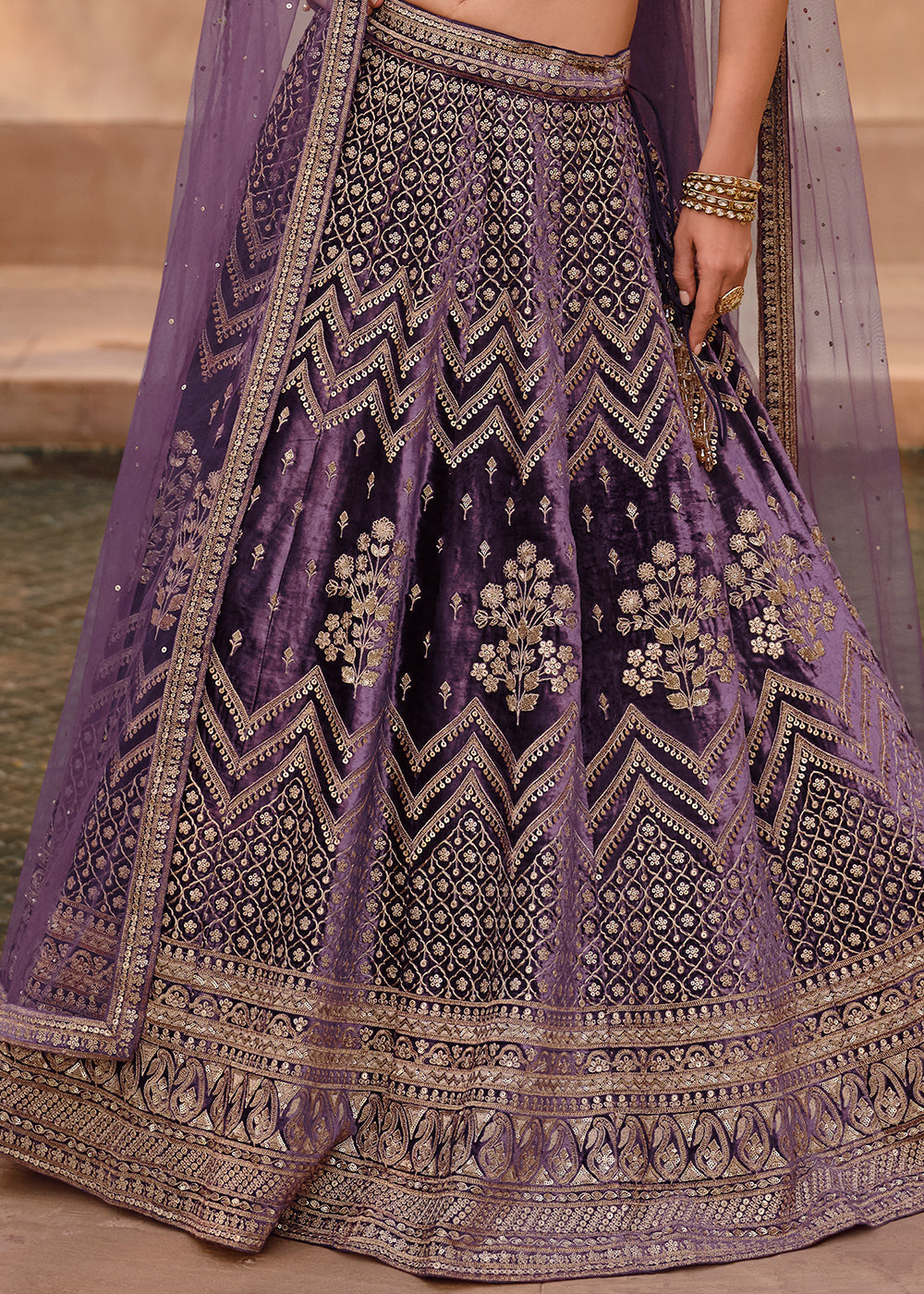 Shades Of Purple Ready to Wear Designer Viscose Lycra Silk Lehenga Choli With Fully Embroidered work