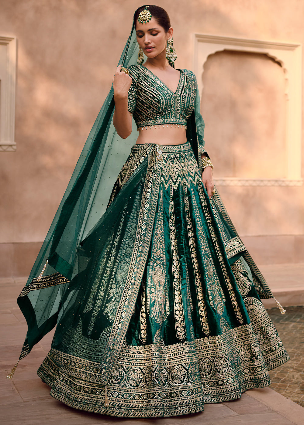 Shades Of Green Ready to Wear Designer Viscose Lycra Silk Lehenga Choli With Fully Embroidered work