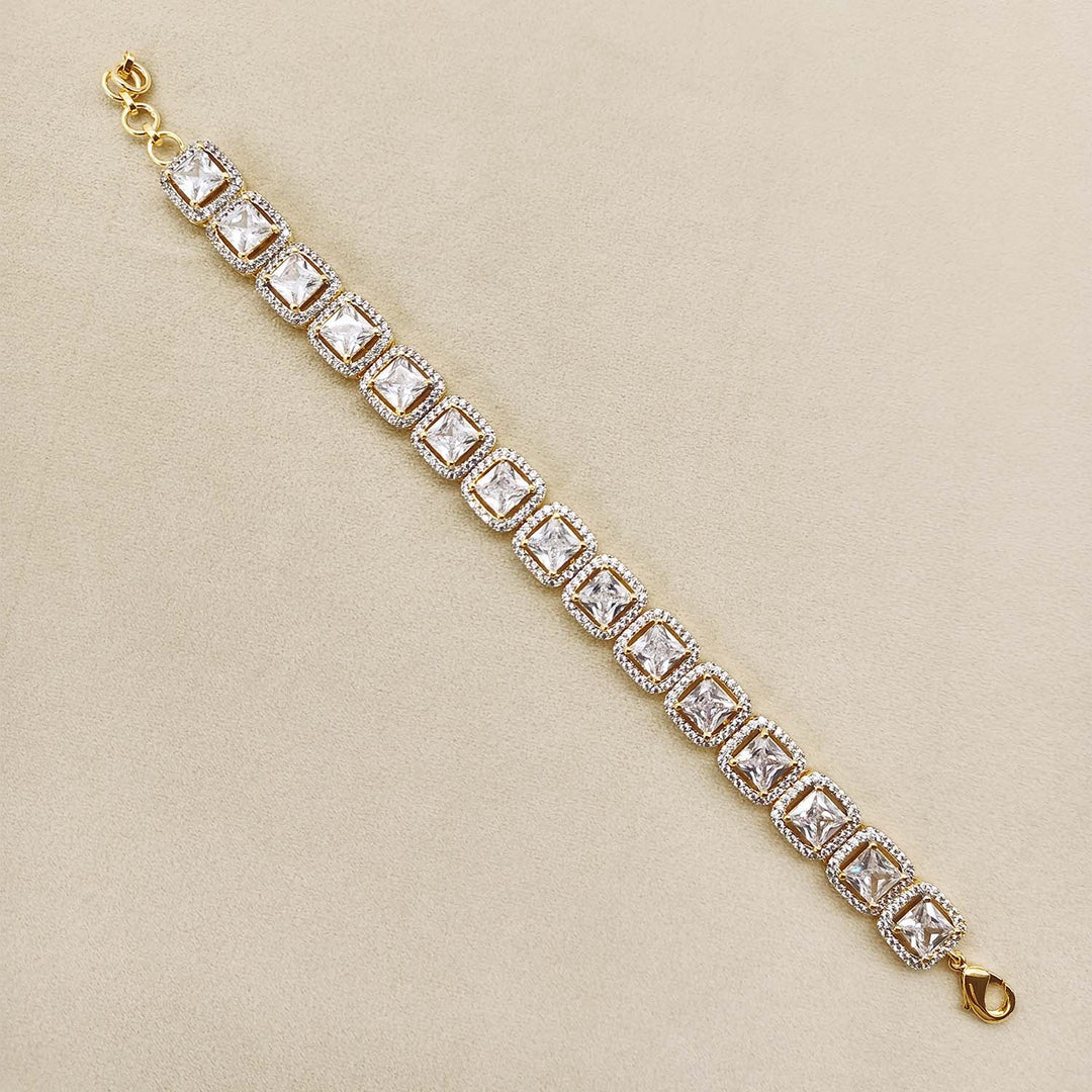 Vandita American Diamond Gold Plated Flexible Bracelet