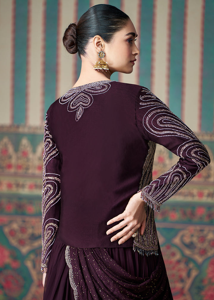 Raisin Purple Sequence Embroidered Silk Anarkali Suit