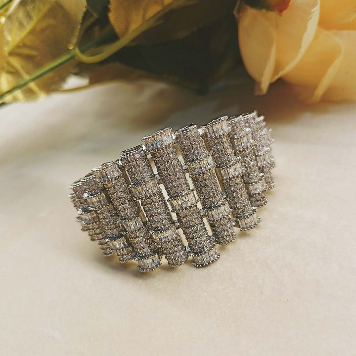 Vasundhara American Diamond Silver Plated Bracelet