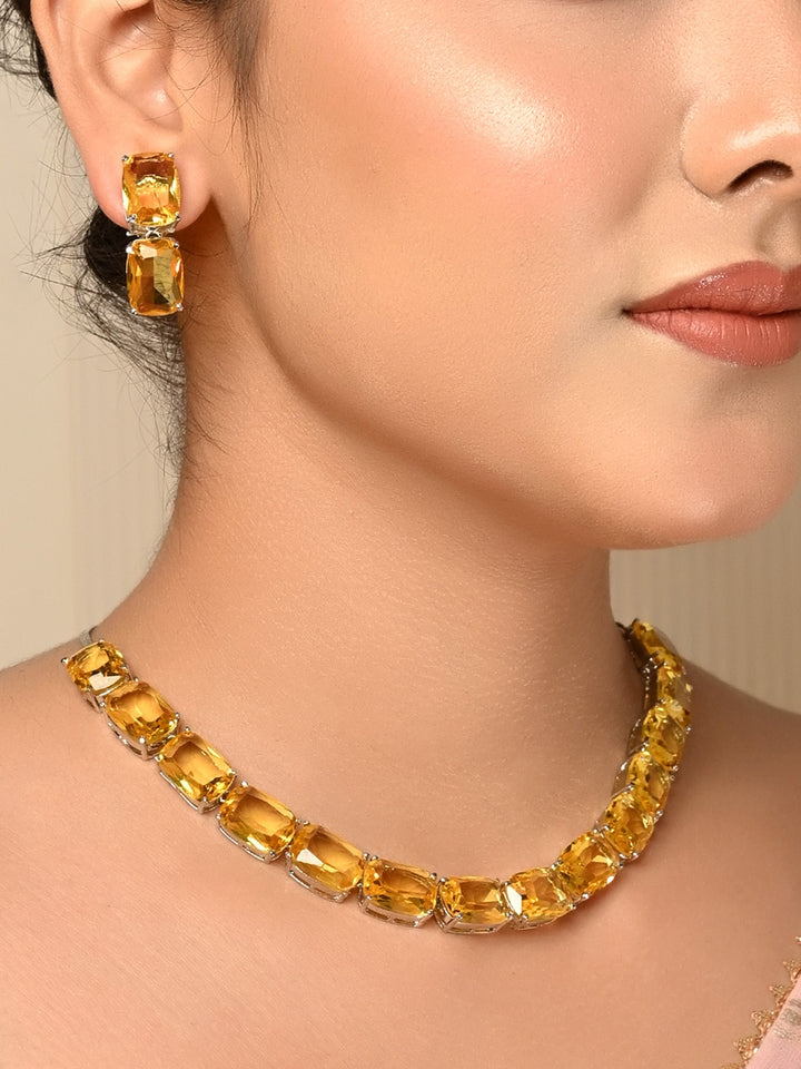 Sahara Yellow Swarovski Stone Necklace Set