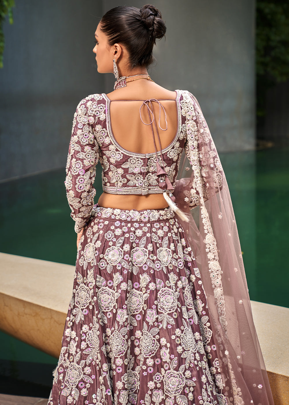 Twlight Lavender Purple Satin Lehenga Choli Intricate with Sequins Embroidery Work