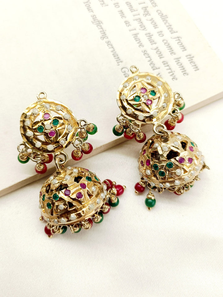 Fatemah Ruby & Green Jadau Jhumki