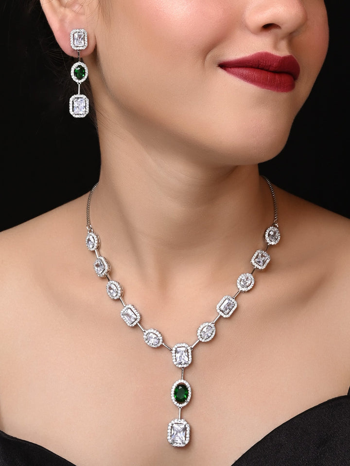 Monjima Emerald American Diamond  Set