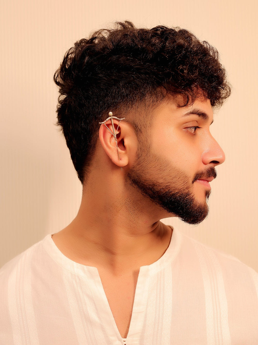 Gurveer Plain Men's Earcuffs - Oxidized Silver Plating 8 cm